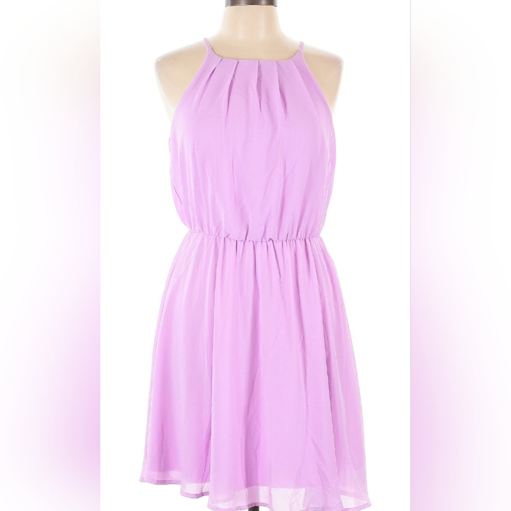 Blue Rain Francesca’s Lavender/Lilac Halter Formal Chiffon Dress Size L NWOT